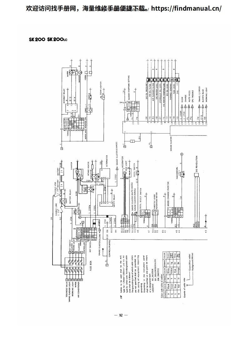 神钢挖掘机Kobelco-Sk200-3-Electrical-Wiring-Diagram挖掘机维修手册含电器液压原理图-找手册网